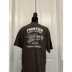 Harley Davidson tee Frontier Harley shop back, Lincoln, Nebraska - Size L